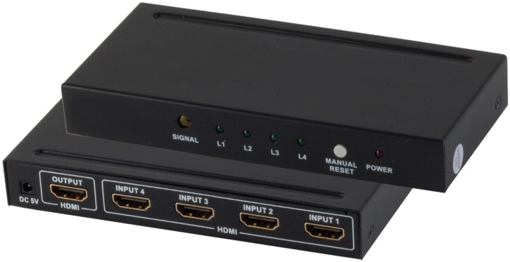 HDMI Umschalter 4x1, Metall, 4K30Hz, schwarz