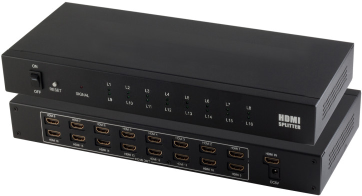 HDMI Verteiler 1x16, Metall, 4K30Hz, schwarz