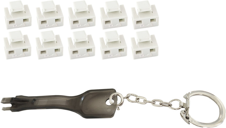 RJ45-Port Blocker mit Schlüssel (1x Schlüssel, 10x Schlösser), weiß