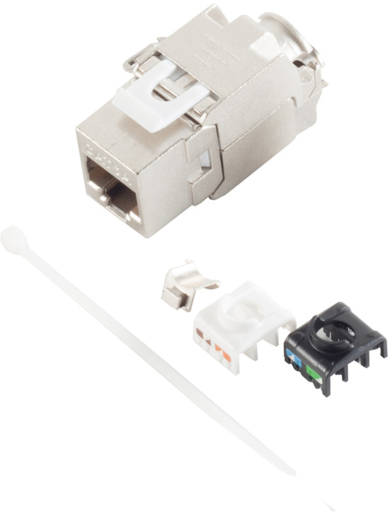 RJ-45 Keystone, Cat. 6A, 180°, STP, werkzeuglos