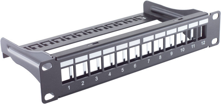 10" Keystone Panel, 12-fach, 1HE, STP, schwarz