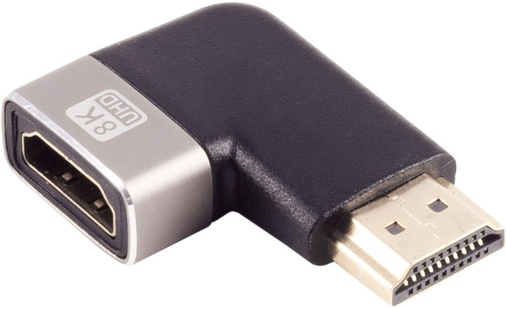 HDMI-A Adapter, 90° Winkel links, 8K, Metall
