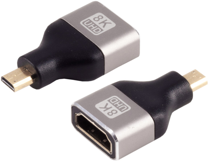 HDMI-D Adapter, HDMI-A Buchse, 8K, Metall