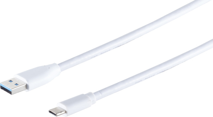 USB-A Adapterkabel, USB-C, 3.0, weiß, 1m