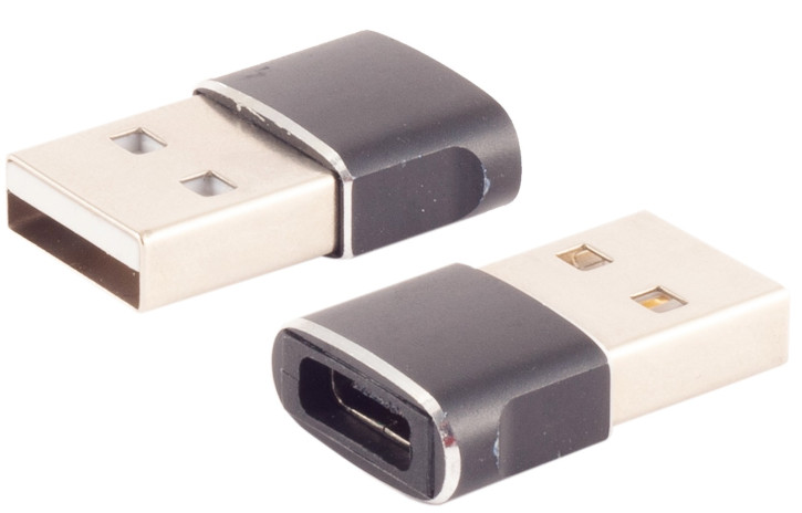 USB-A Adapter, USB-C Buchse, 2.0, slim, Metall