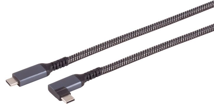 USB-C Ladekabel, 3.2, 90°, 100W PD, Textil, 1m