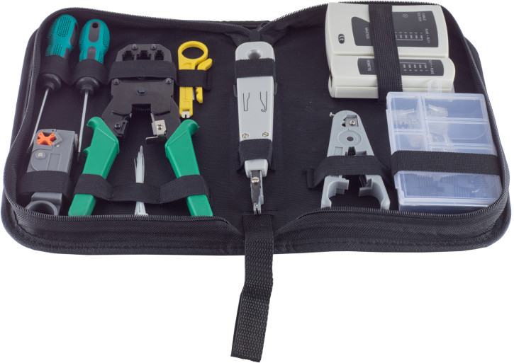 Werkzeugset, Netzwerk, 10-teilig, mit Tasche