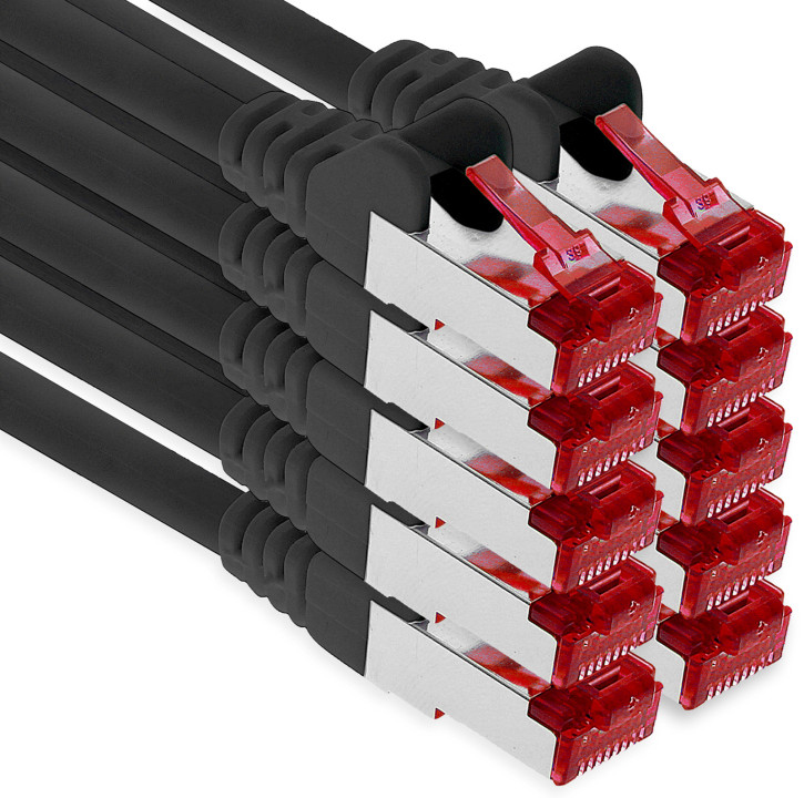 10x 0.25m - CAT.6 - Netzwerk- Patch- Ethernet- Lan- Kabel RJ45 - Schwarz - für Switch, Router, Homeoffice