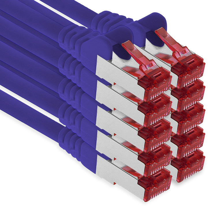 10x 0.25m - CAT.6 - Netzwerk- Patch- Ethernet- Lan- Kabel RJ45 - Violet - für Switch, Router, Homeoffice