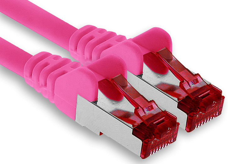1x 0.25m - CAT.6 - Netzwerk- Patch- Ethernet- Lan- Kabel RJ45 - Magenta - für Switch, Router, Homeoffice