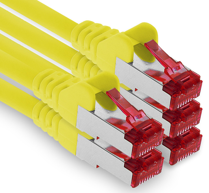 5x 0.25m - CAT.6 - Netzwerk- Patch- Ethernet- Lan- Kabel RJ45 - Gelb - für Switch, Router, Homeoffice