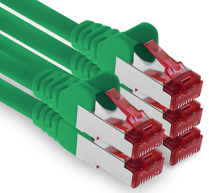 5x 0.25m - CAT.6 - Netzwerk- Patch- Ethernet- Lan- Kabel RJ45 - Grün - für Switch, Router, Homeoffice