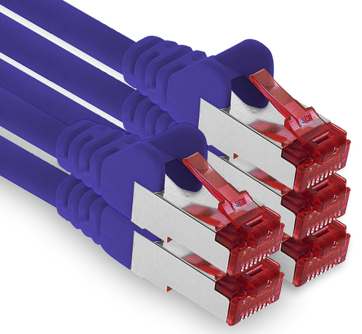 5x 0.25m - CAT.6 - Netzwerk- Patch- Ethernet- Lan- Kabel RJ45 - Violet - für Switch, Router, Homeoffice