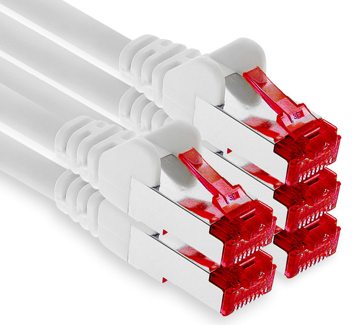 5x 0.25m - CAT.6 - Netzwerk- Patch- Ethernet- Lan- Kabel RJ45 - Weiß - für Switch, Router, Homeoffice