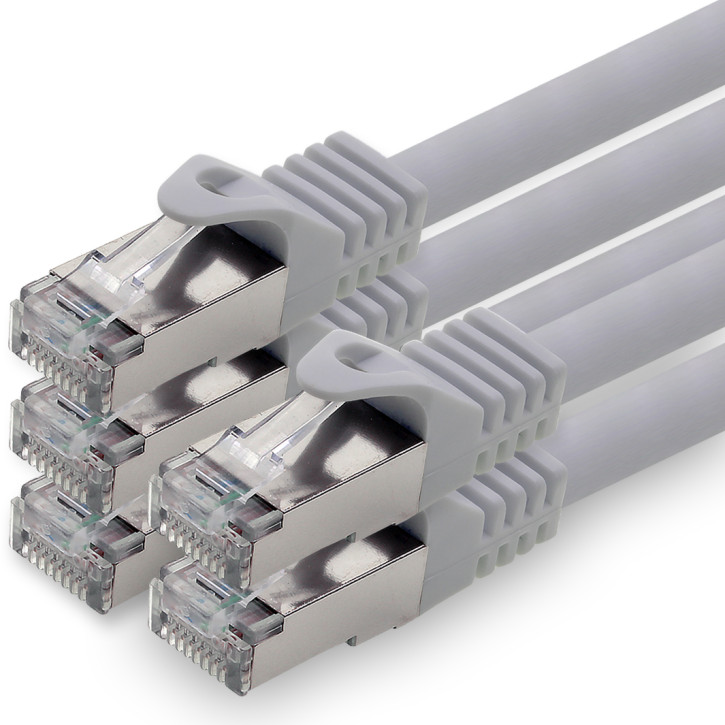 5x 0.25m - CAT.7 - Netzwerk- Patch- Ethernet- Lan- Kabel RJ45 Cat.6a Stecker - Grau - für Switch, Router, Homeoffice
