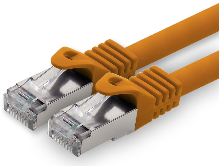 1x 0.25m - CAT.7 - Netzwerk- Patch- Ethernet- Lan- Kabel RJ45 Cat.6a Stecker - Orange - für Switch, Router, Homeoffice