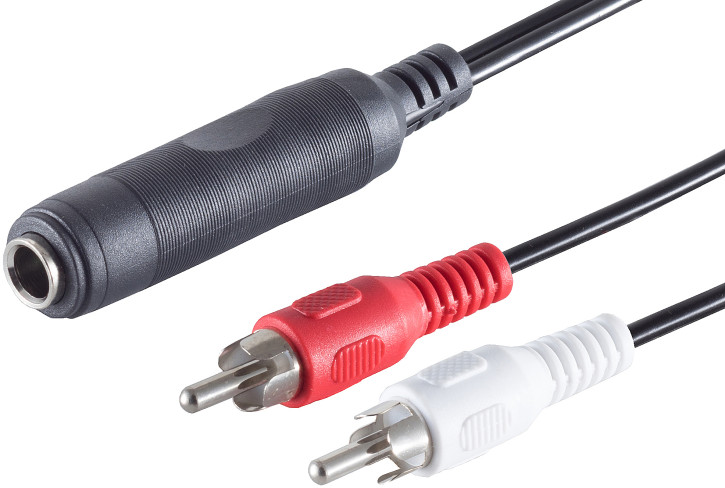 Klinkenbuchse 6,3mm - 2 Cinchstecker, 0,2m