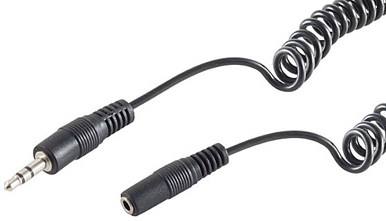 Klinkenst. 3,5mm - Klinkenbuch 3,5mm, Spiral, 2,5m