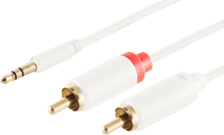 3,5mm Adapterkabel, 2x Cinch, slim, weiß, 1,5m