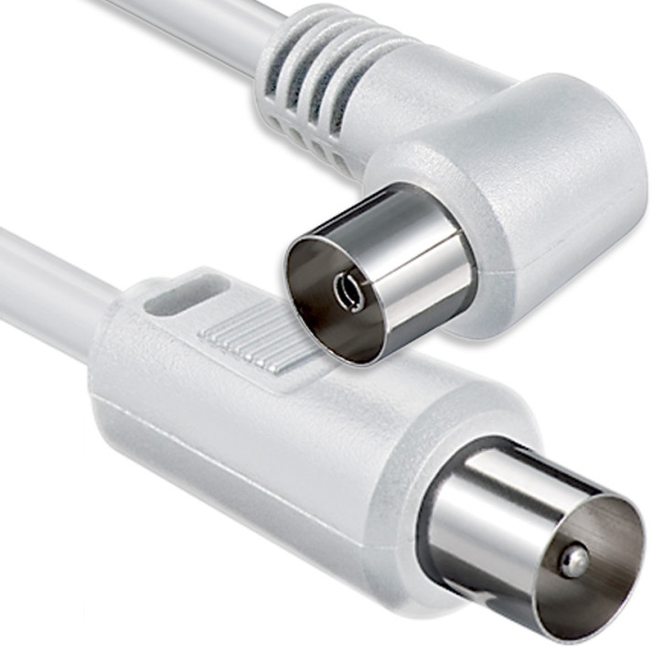 Koaxial Anschluss-Kabel (Winkel, 5m) Weiß