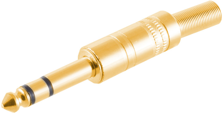 Klinkenstecker Stereo 6,3mm, Metall, vergoldet