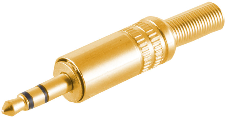Klinkenstecker Stereo 3,5mm, metall, vergoldet