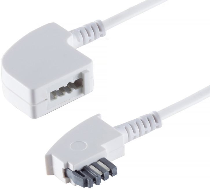 TAE-N Stecker - TAE-N Kupplung 4-adrig weiß 6m