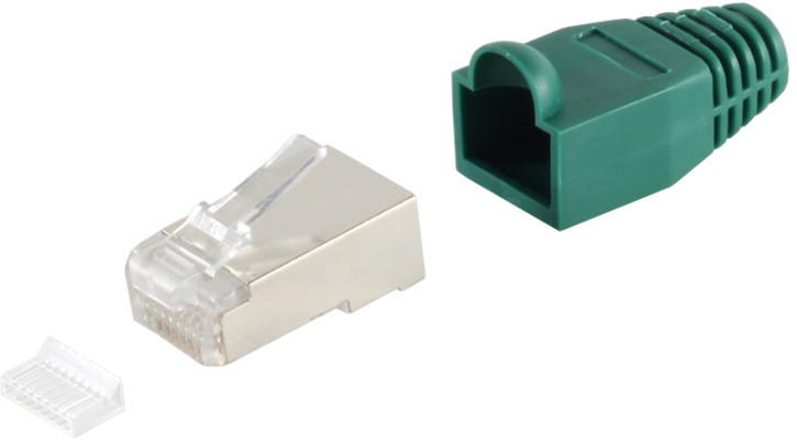 Netzwerkstecker cat.5 u. 6 Einführhilfe+Tülle grün