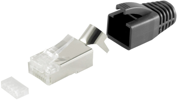 RJ-45 Modularstecker, 8P8C, STP, 23AWG, schwarz