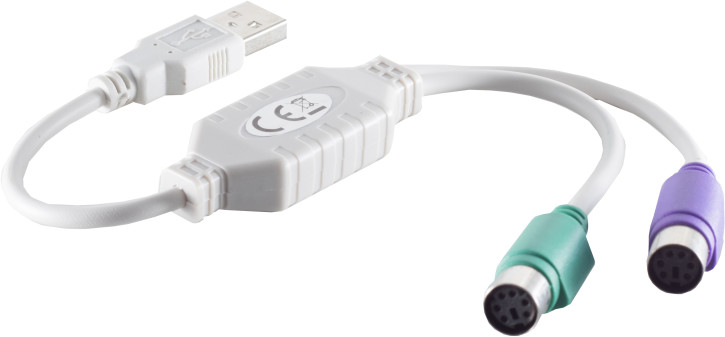 USB-A Adapter, 2x PS/2 Buchse, 2.0, grau, 0,25m