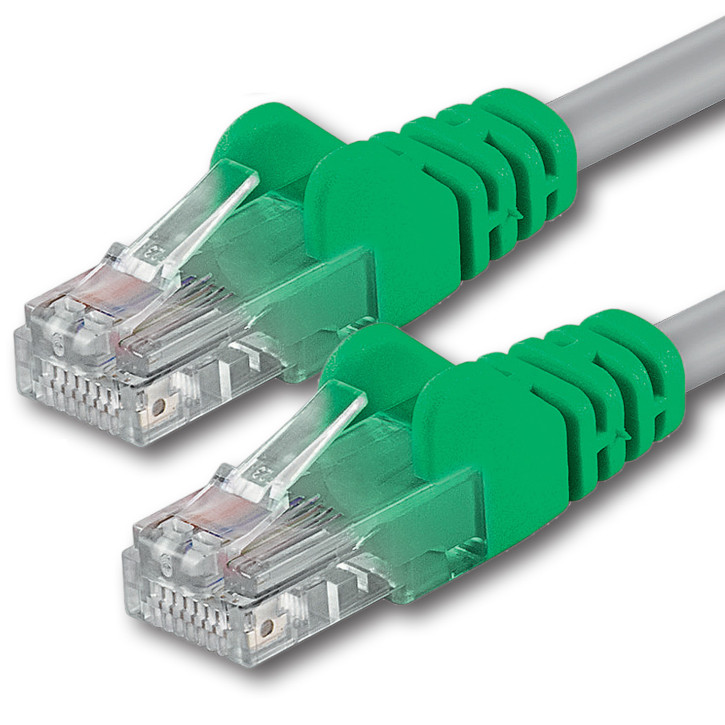 1x 3m - CAT.6 - Netzwerk- Patch- Ethernet- Lan- Kabel RJ45 - Grau-Crossover - für Switch, Router, Homeoffice
