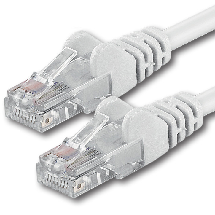 1x 1m - CAT.6 - Netzwerk- Patch- Ethernet- Lan- Kabel RJ45 - Weiß - für Switch, Router, Homeoffice