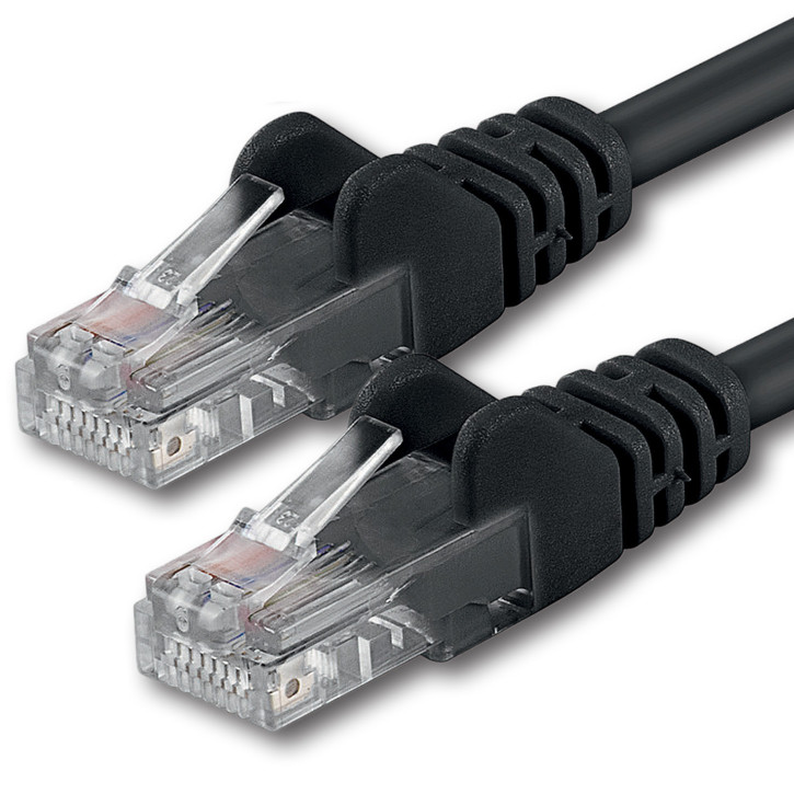 1x 1m - CAT.6 - Netzwerk- Patch- Ethernet- Lan- Kabel RJ45 - Schwarz - für Switch, Router, Homeoffice