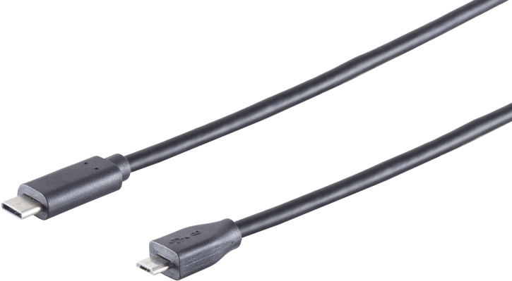 USB-C Adapterkabel, Micro-B, 2.0, schwarz, 1m