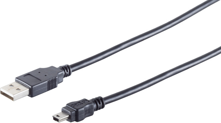 USB-A Adapterkabel, Mini-B, 2.0, schwarz, 1m