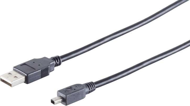 USB-A Adapterkabel, Mini-B 4p, 2.0, schwarz, 1m