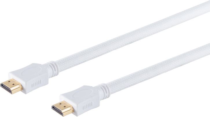 HDMI Kabel, 4K, verg., Nylon, weiß, 1m