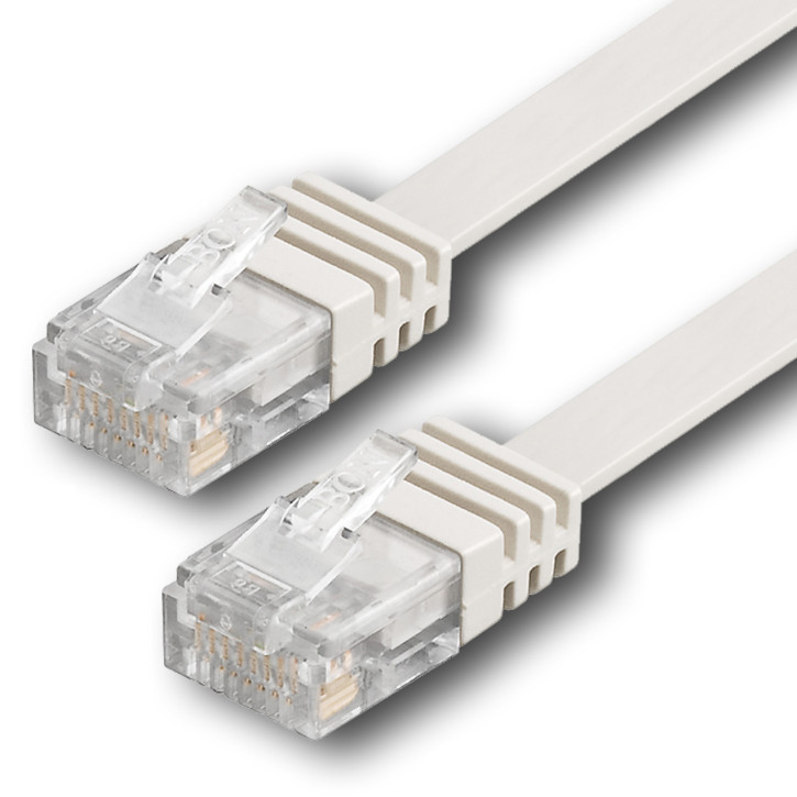 1x 25m - CAT.5e - Netzwerk- Patch- Ethernet- Lan- Kabel RJ45 flach - Weiß - für Switch, Router, Homeoffice