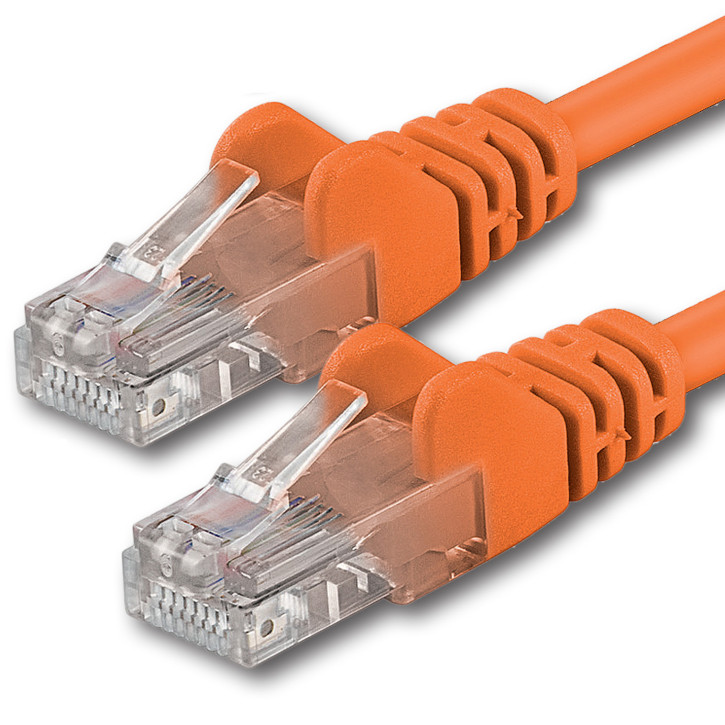 1x 0.25m - CAT.6 - Netzwerk- Patch- Ethernet- Lan- Kabel RJ45 - Orange - für Switch, Router, Homeoffice