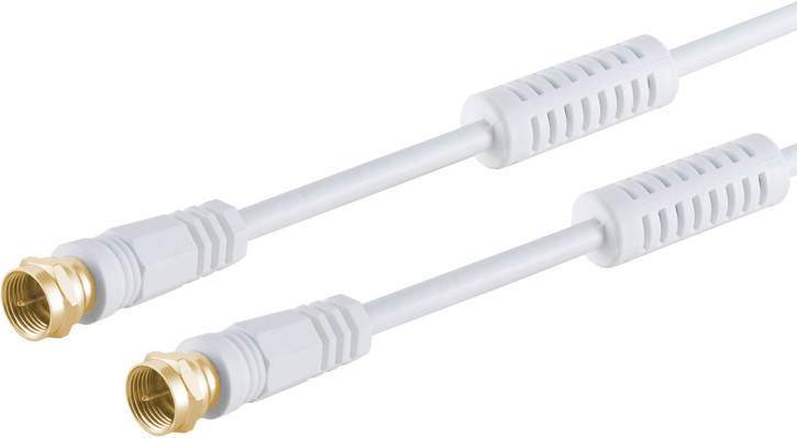 F-Stecker - F-Stecker verg. Ferrit, weiß, 1,5m