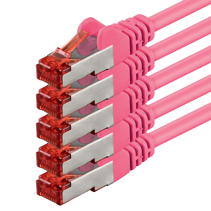 5x 0.25m - CAT.6 - Netzwerk- Patch- Ethernet- Lan- Kabel RJ45 - Magenta - für Switch, Router, Homeoffice 5x 0.25m - CAT.6 - Netzwerk- Patch- Ethernet- Lan- Kabel RJ45 - Magenta - für Switch, Router, Homeoffice