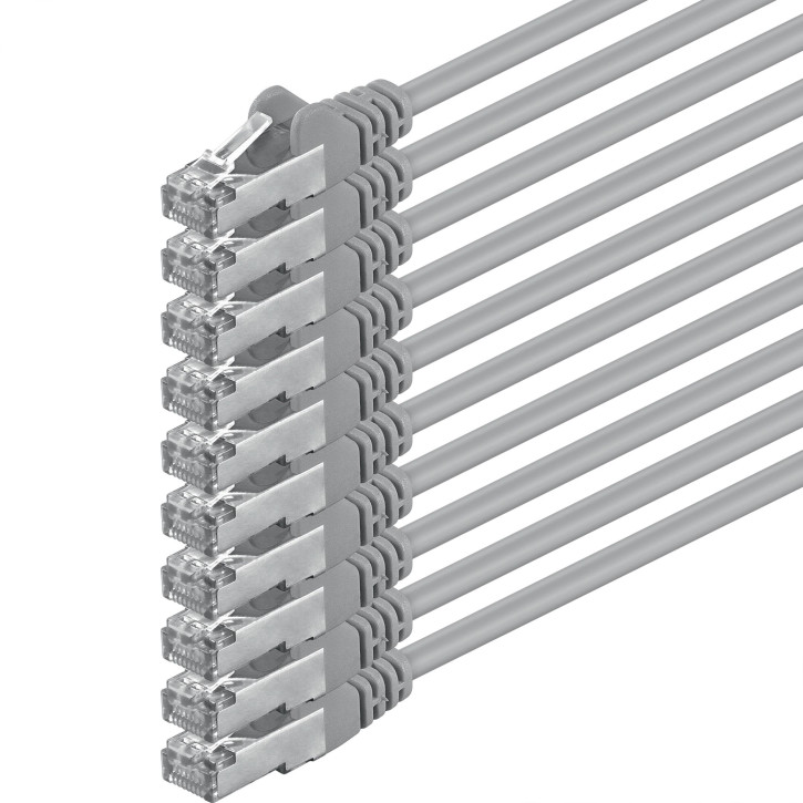 10x 5m - CAT.5e - Netzwerk- Patch- Ethernet- Lan- Kabel RJ45 - Grau - für Switch, Router, Homeoffice