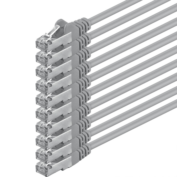 10x 0.5m - CAT.5e - Netzwerk- Patch- Ethernet- Lan- Kabel RJ45 - Grau - für Switch, Router, Homeoffice