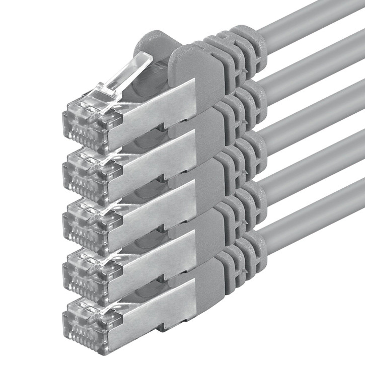 5x 3m - CAT.5e - Netzwerk- Patch- Ethernet- Lan- Kabel RJ45 - Grau - für Switch, Router, Homeoffice