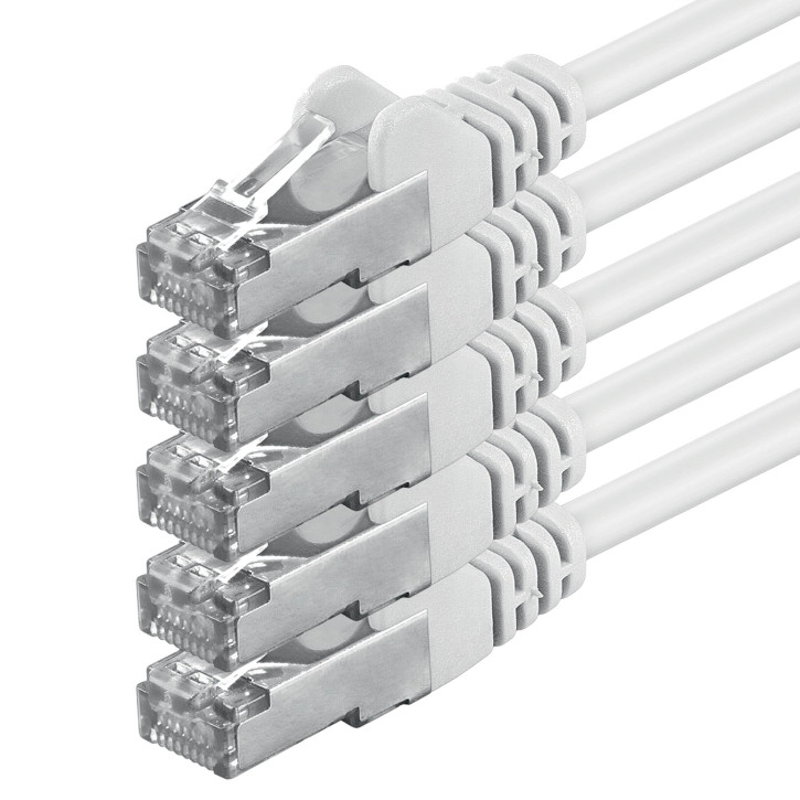 5x 3m - CAT.5e - Netzwerk- Patch- Ethernet- Lan- Kabel RJ45 - Weiß - für Switch, Router, Homeoffice