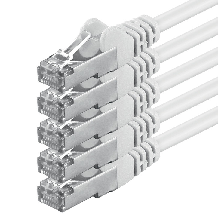 5x 0.5m - CAT.5e - Netzwerk- Patch- Ethernet- Lan- Kabel RJ45 - Weiß - für Switch, Router, Homeoffice