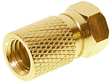 F-Stecker 7,5, vergoldet, mit großer Mutter