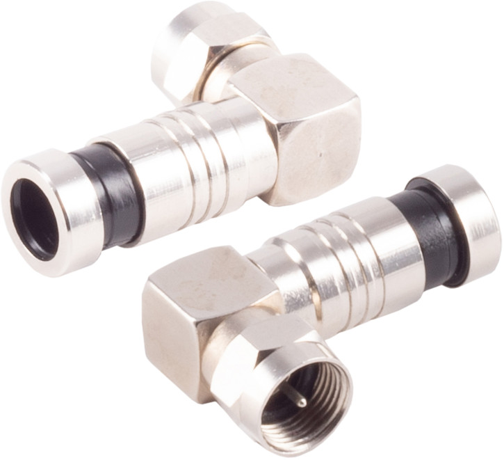 F-Kompressions- Winkelstecker nickel, 7,2mm