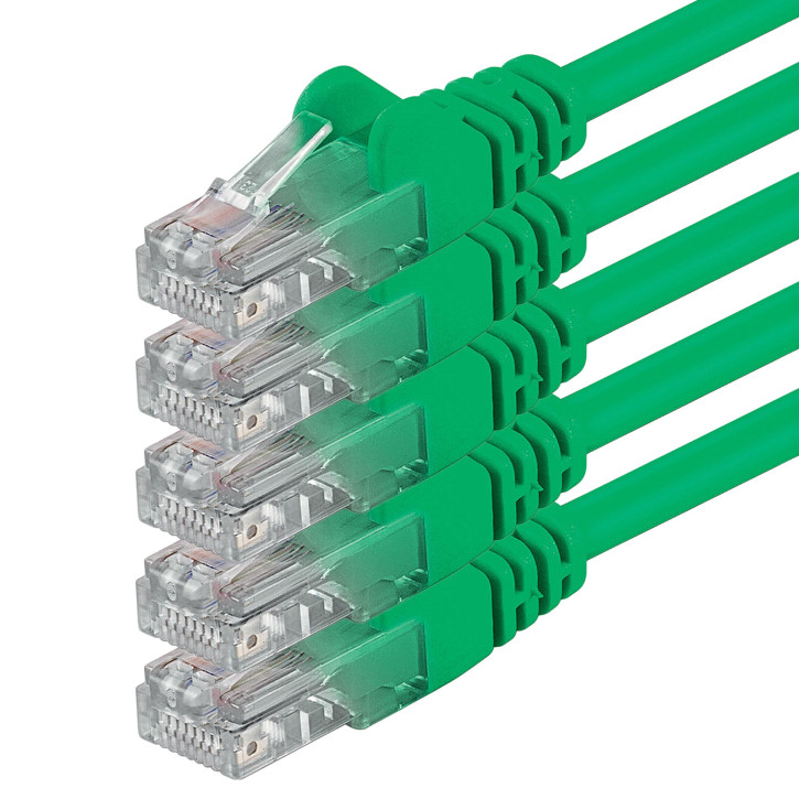 5x 0.5m - CAT.6 - Netzwerk- Patch- Ethernet- Lan- Kabel RJ45 - Grün - für Switch, Router, Homeoffice