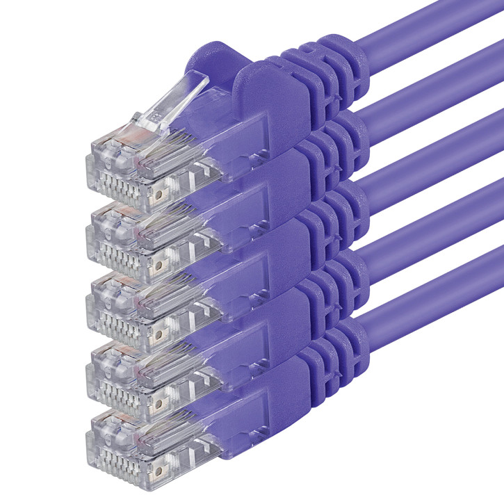 5x 10m - CAT.6 - Netzwerk- Patch- Ethernet- Lan- Kabel RJ45 - Violet - für Switch, Router, Homeoffice
